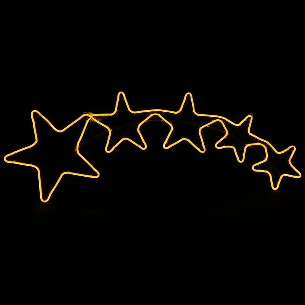 Silhueta 5 Estrelas Led Branco Quente, 102 x 37 cm
