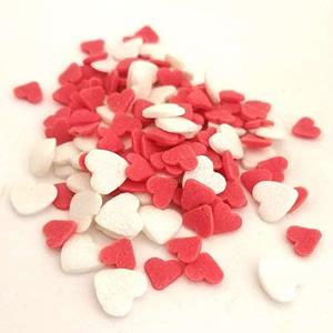 Sprinkles Comestíveis Corações Vermelho e Branco, 55 gr.