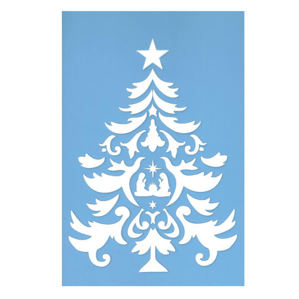 Stencil Árvore de Natal com Presépio, 20x30 Cm