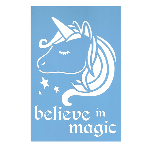 Stencil Unicórnio Believe in Magic, 20x30 Cm