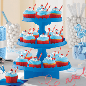 Suporte Cupcakes Azul, 3 andares