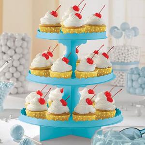 Suporte Cupcakes Azul Claro, 3 andares