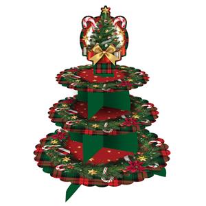 Suporte Cupcakes Natalício Tartan, 3 andares Suporte Cupcakes Natalício Tartan, 3 andares