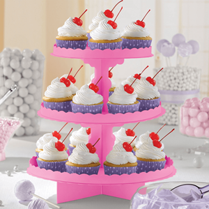 Suporte Cupcakes Rosa, 3 Andares