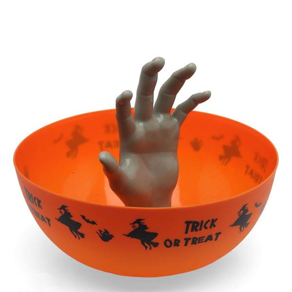 Taça Laranja Trick or Treat com Mão