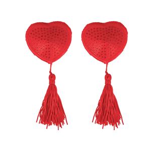 Tapa Mamilos Corações Vermelhos com Franjas