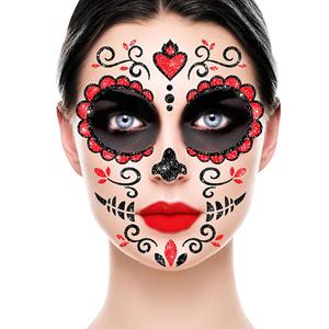 Tatuagem Adesiva Glitter Caveira Mexicana