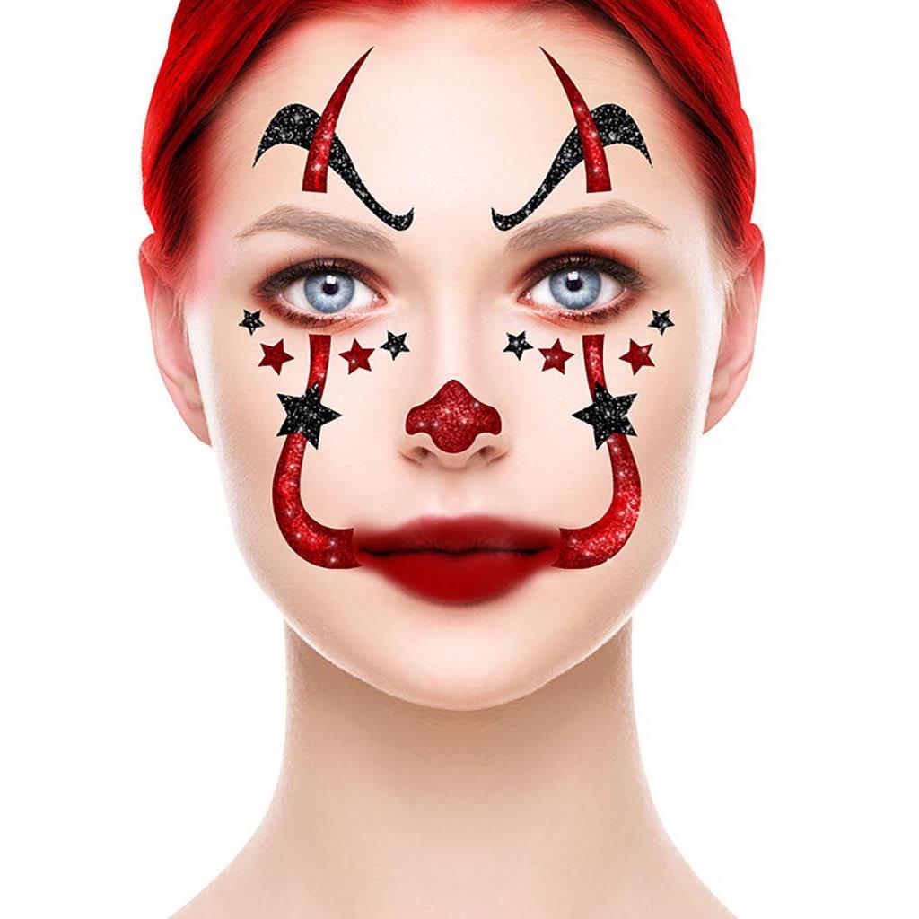 Tatuagem Adesiva Glitter Palhaço Assassino