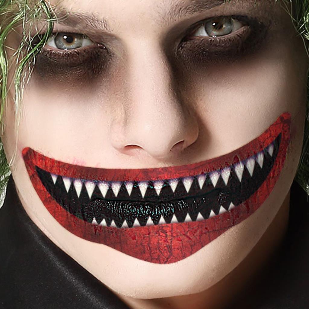 Tatuagem Temporária Boca de Palhaço Terrorífico Tatuagem Temporária Boca de Palhaço Terrorífico