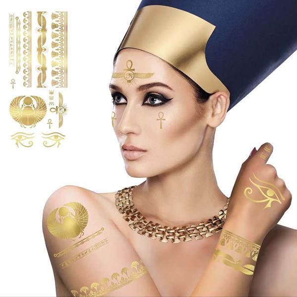 Tatuagens Adesivas Egípcia Douradas