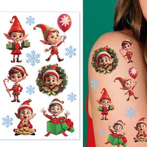 Tatuagens Adesivas Elfos Amorosos e Flocos de Neve