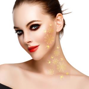 Tatuagens Adesivas Teias e Aranhas Dourado