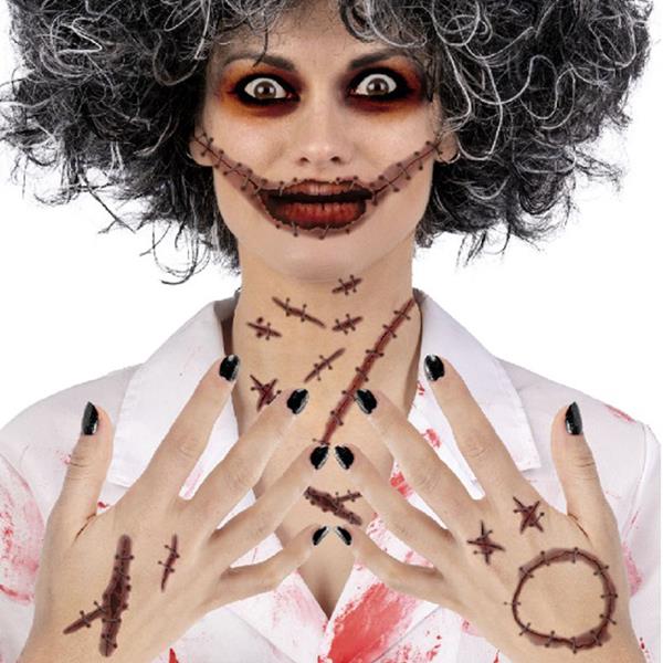 Tatuagens Adesivas Zombie com Cicatrizes