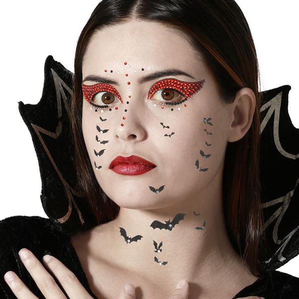 Tatuagens Mini Aranhas com Brilhantes Adesivos Teias