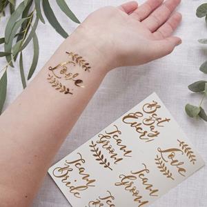 Tatuagens Temporárias Casamento Douradas, 12 unid.