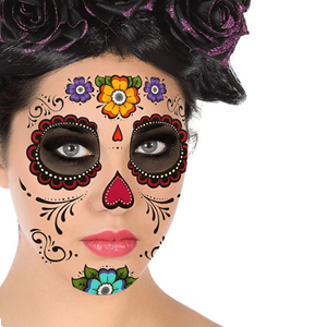 Tatuagens Temporárias Caveira Mexicana com Flores