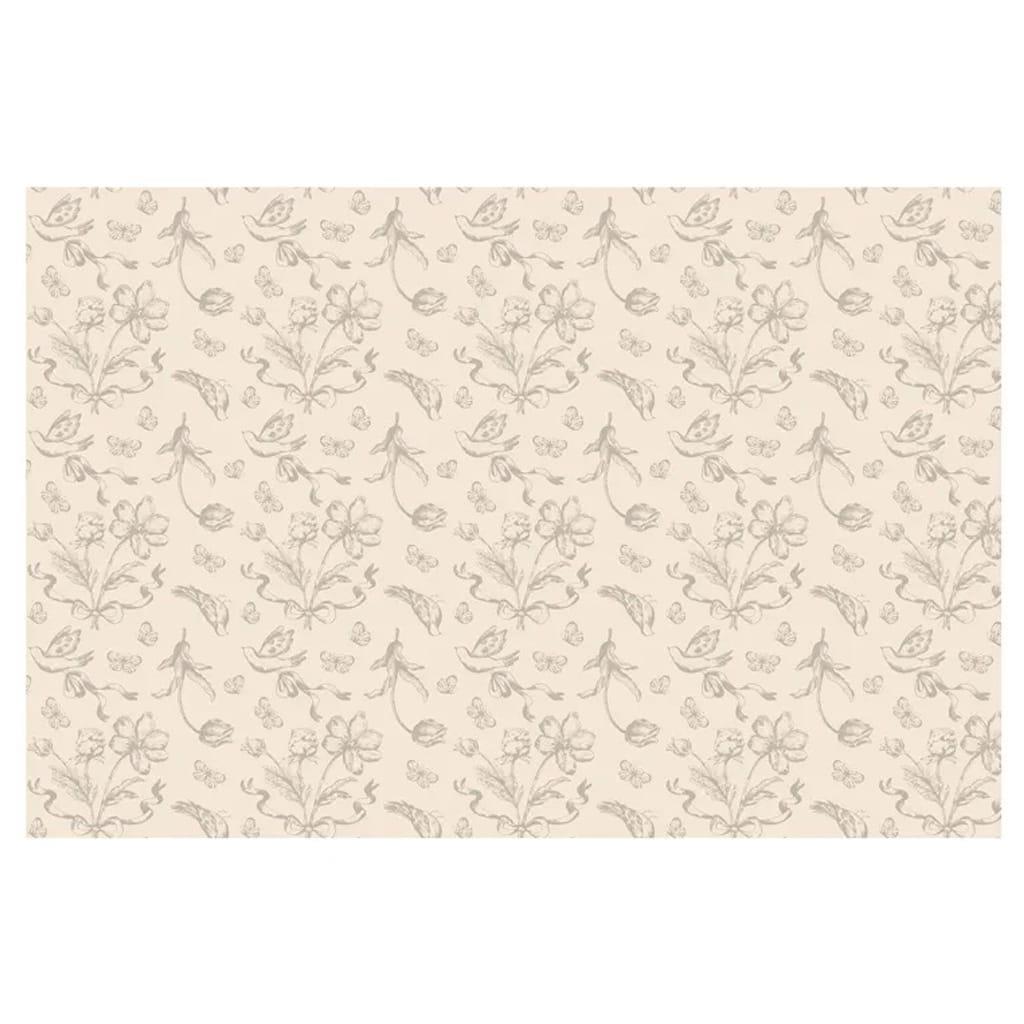 Toalha Bege com Flores Estampadas, 1,20 x 1,80 mt