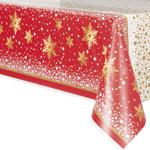 Toalha Merry Christmas Vermelho em Plástico,137 x 213 Cm