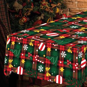 Toalha Mesa Natalícia Tartan, 1,37 x 2,74 mt