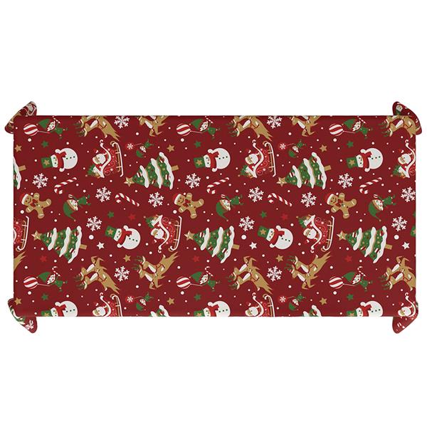 Toalha Mesa Natalícia Vermelha com Motivos de Natal, 1,37 x 2,74 mt