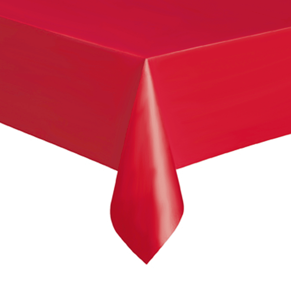 Toalha Mesa Plástico Vermelha, 137 x 274 cm