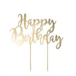 Topo Bolo Happy Birthday Dourado