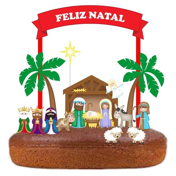 Topo de Bolo Feliz Natal Presépio