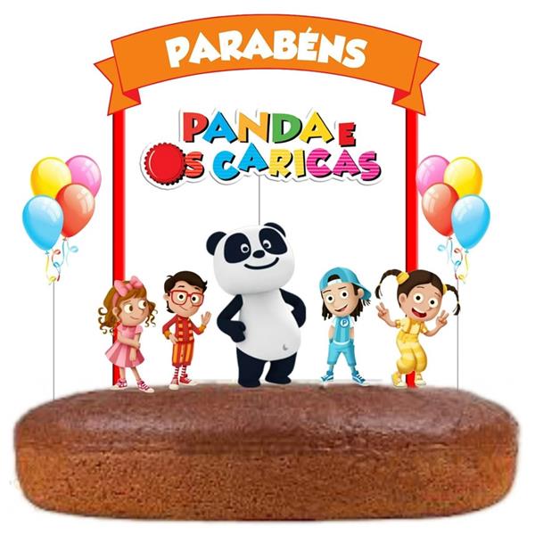 Topo de Bolo Panda e os Caricas