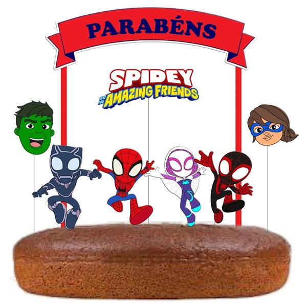 Topo de Bolo Spidey e a Super Equipa