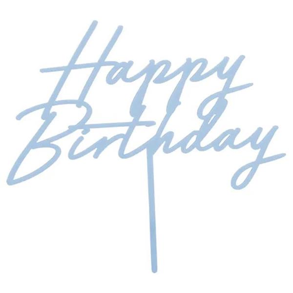 Topper Acrílico Happy Birthday Azul