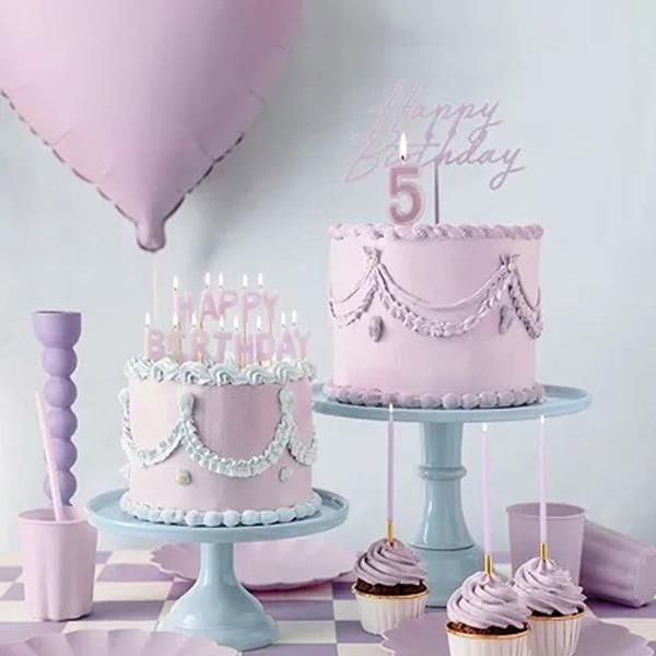 Topper Acrílico Happy Birthday Lilás