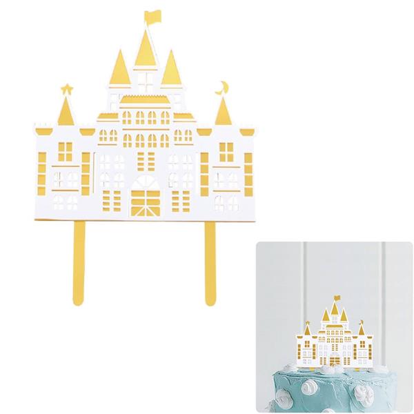 Topper Castelo de Princesa Dourado e Branco