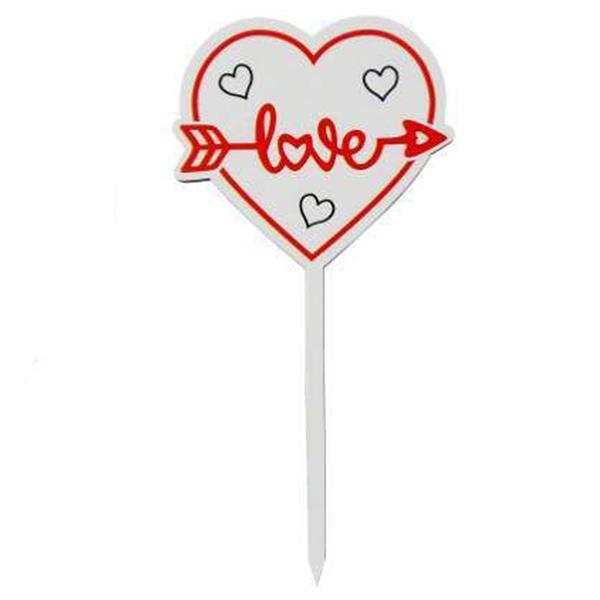 Topper Coração Love com Seta do Cupido em Madeira
