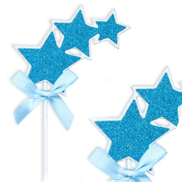 Topper Estrelas Azul, 3 Unid.