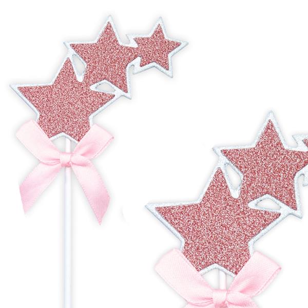 Topper Estrelas Rosa, 3 Unid.