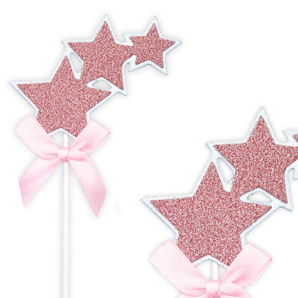 Topper Estrelas Rosa, 3 Unid.