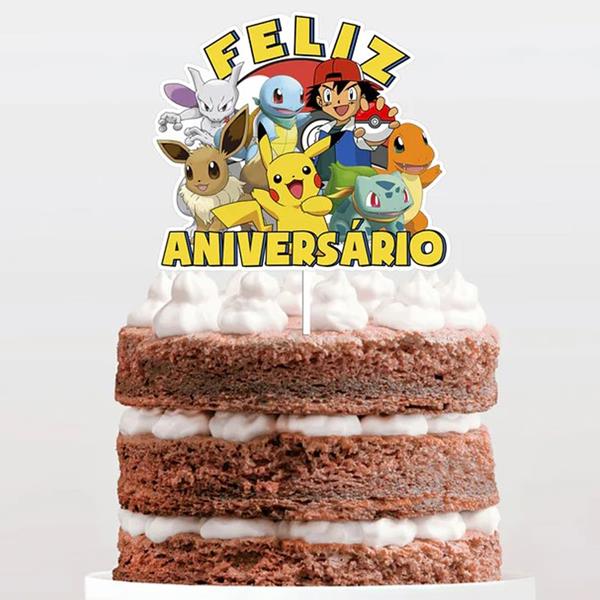 Topper Feliz Aniversário Pokémon