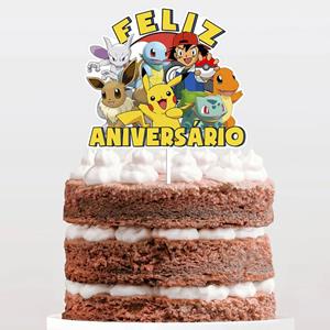 Topper Feliz Aniversário Pokémon