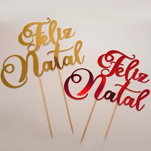 Topper Feliz Natal Metalizado