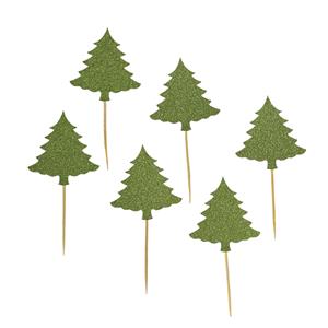 Toppers Árvores de Natal com Glitter, 6 unid.
