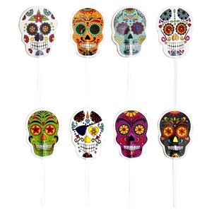 Toppers Caveiras Mexicanas de Halloween, 16 unid.