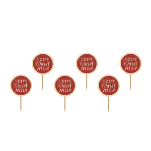 Toppers Cupcake Merry Christmas, 6 unid.