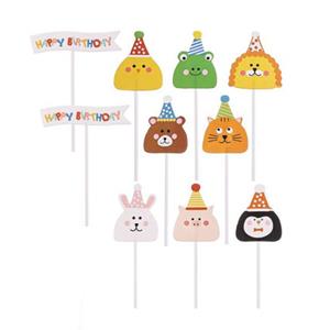Toppers Happy Birthday Animais, 10 unid.