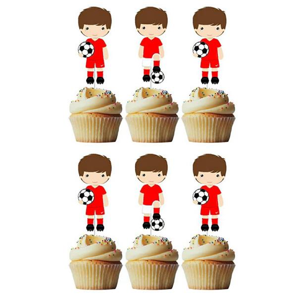 Toppers Jogadores de Futebol Vermelho, 6 unid.