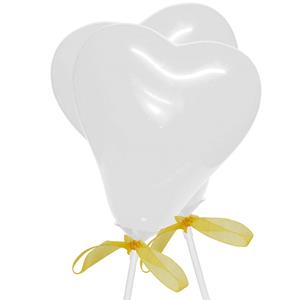 Toppers Mini Balões Corações Branco com Laços Dourados, 2 unid.