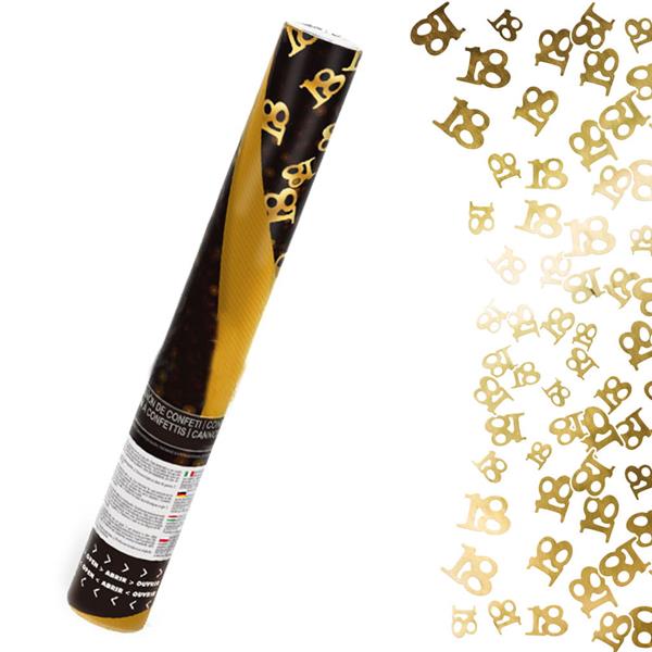 Tubo Lança Confetis 18 Anos Dourados, 38 cm