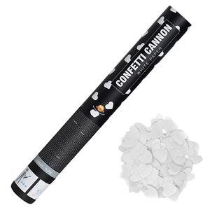 Tubo Lança Confetis Corações Brancos, 40 cm