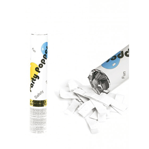 Tubo Lança Confetis Papel Seda Branco, 30cm