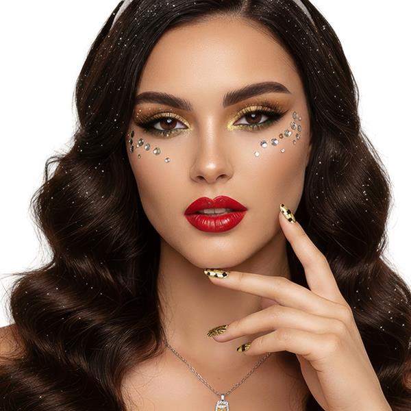 Unhas Postiças Happy New Year Douradas e Pretas