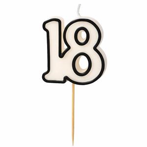 Vela 18 Anos Branca com Rebordo Preto, 5 cm